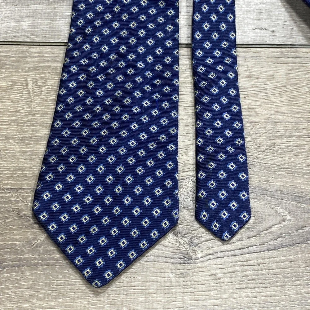 Brooks Brothers Tie Mens One Size Blue Silk‎ Geometric Necktie Made USA